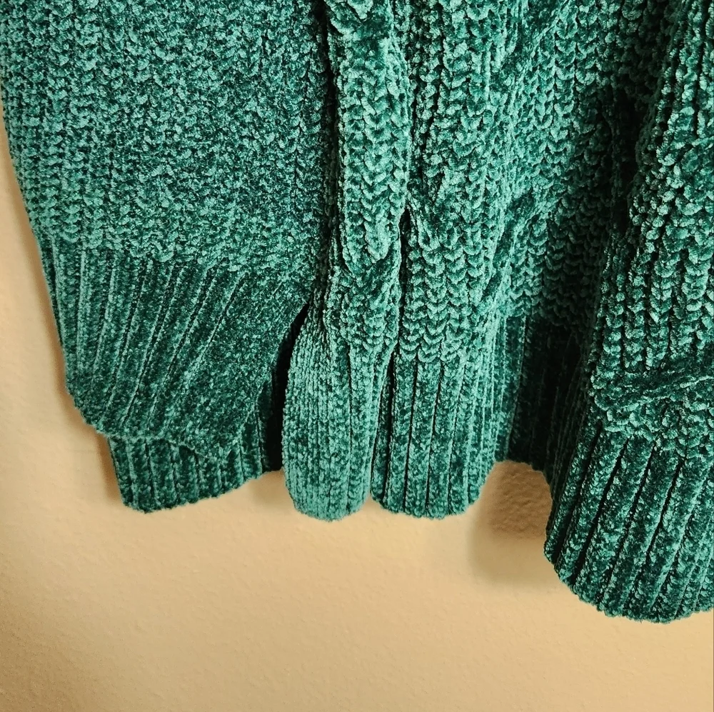 Soft Surroundings Womens Emerald Green Chenille V-Neck Tunic Sweater |1X| - Picture 4 of 7